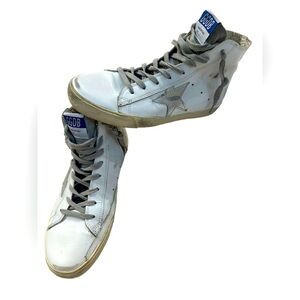 GOLDEN GOOSE Hi High Top Sneakers White Silver